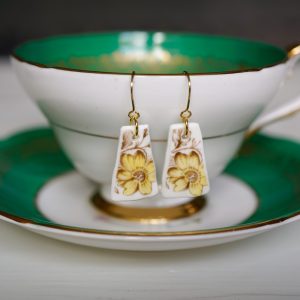 "Mayfair" Floral Earrings with Yellow