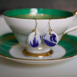 "Willow" Blue Circle Earrings