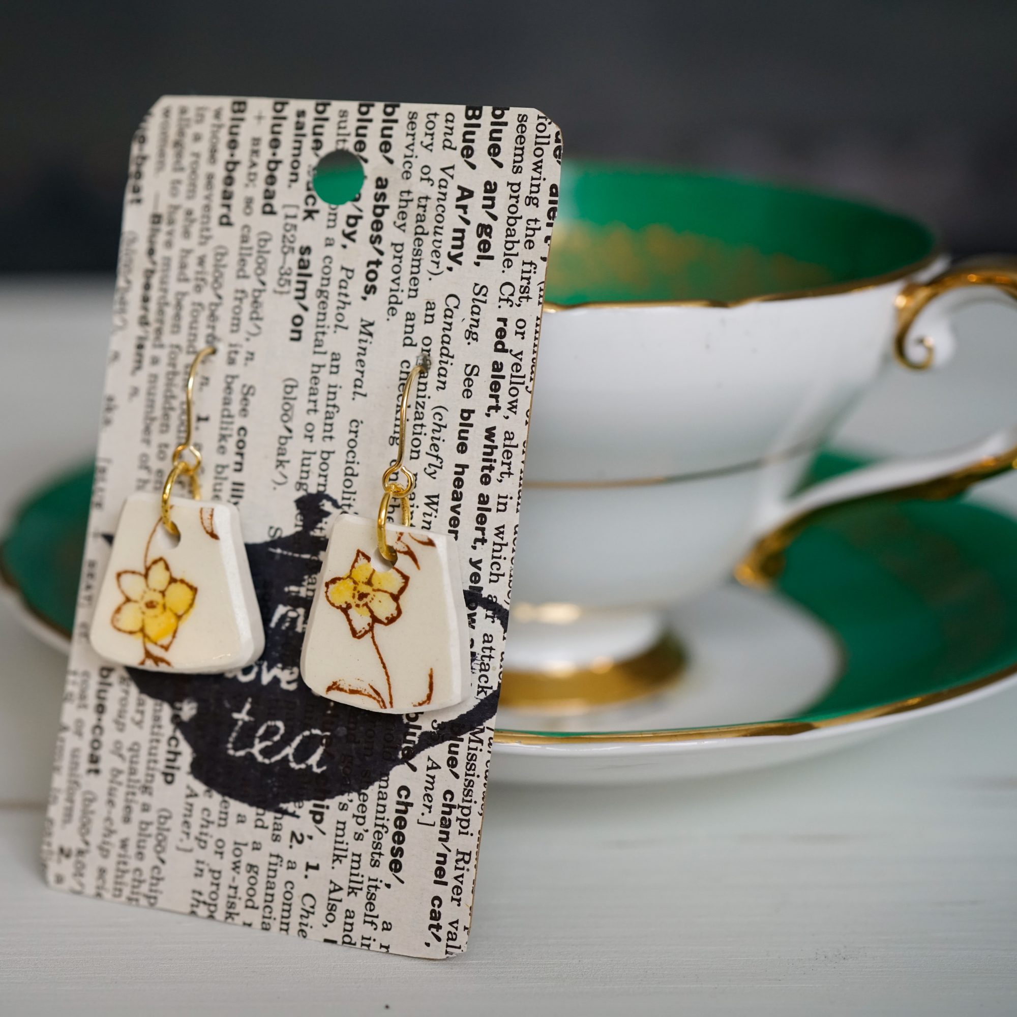 "Desert Bloom" Floral Yellow Earrings - Image 2