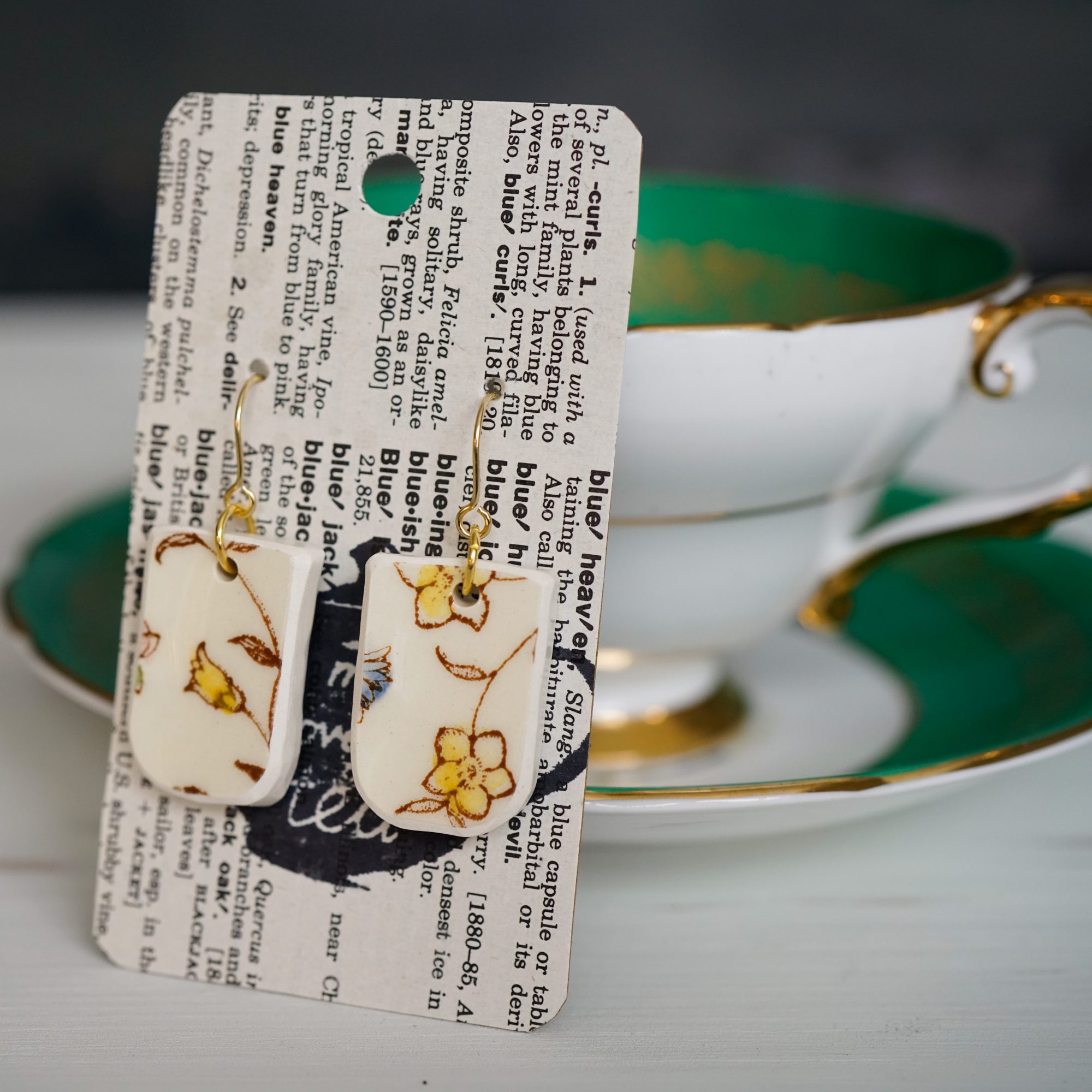 "Desert Bloom" Floral Yellow Earrings - Image 2