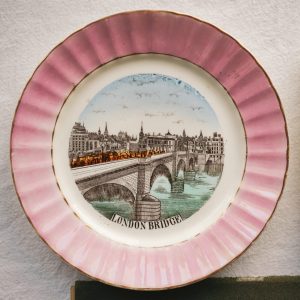 Pink Luster Plate of London Bridge